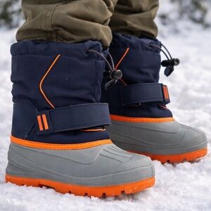 Cat & Jack Navy and Orange Kids Snow Boots